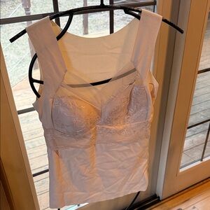 Air Balance Soft Beige Lace Detail White Shaping Stretchy Camisole Sz 3X NIP